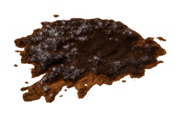 Wet mud or clay pile with small rocks and sand particles, isolated on transparent background, perfect for composting or gardening design