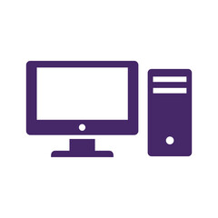Computer Monitor and CPU Vector Icon