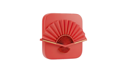 Red Folding Fan Decoration on Red Rectangular Object