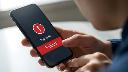 Person experiencing payment failure on mobile device screen