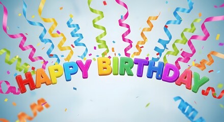 Happy birthday celebration with colorful confetti and streamers
