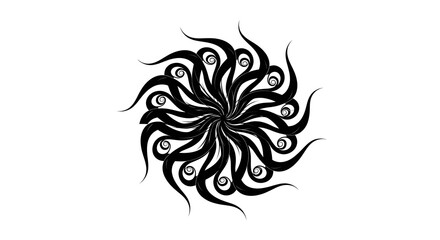 Black floral pattern on white background