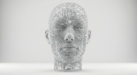 Abstract wireframe face, showcasing technological innovation and futuristic design aesthetics