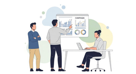 Team Presentation of Marketing Campaign Data in Office