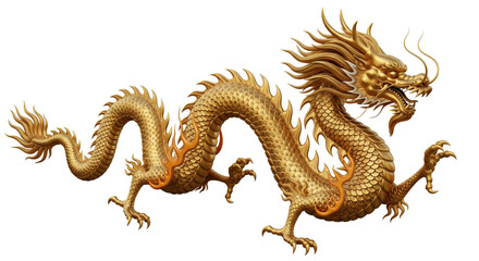 Fototapeta premium Golden chinese dragon isolated on white