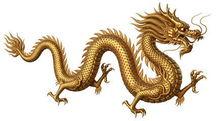 Golden chinese dragon isolated on white © Bright Stock