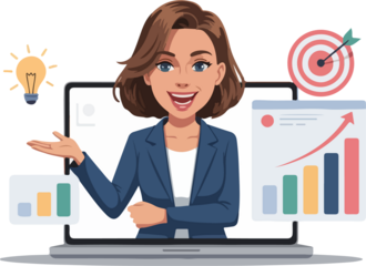 Woman Business Coach Leading Online Training Webinar