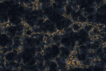 Gold ore in black marble, abstract background. Digital render.