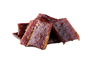 closeup pile of jerky pork cutout