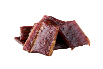 closeup pile of jerky pork cutout
