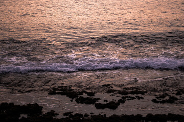 Calm Evening Seascape with Colorful Sunset Sky