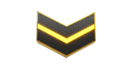 Chevron Emblem with Hexagonal Texture and Neon Yellow Stripe