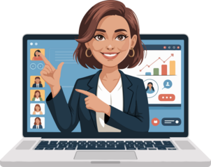 Woman Business Coach Leading Online Training Webinar