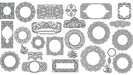 Collection of vintage arabic islamic frame and border design