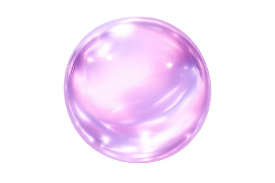 Ethereal purple bubble forming a vibrant sphere with glossy surface and subtle reflections, creating a light, fluid visual