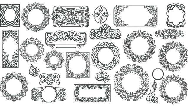 Collection of vintage arabic islamic frame and border design