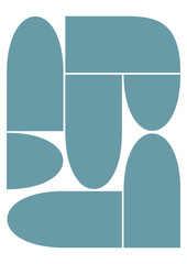 Fototapeta premium Abstract Vector Illustration of Teal Organic Geometric Shapes with Rounded Edges Arranged in a Modern Composition, Representing Minimalist Wall Art, Aesthetic Decor, and Creative Design