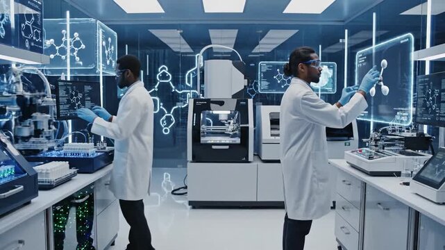 P177-A high-tech chemistry lab with sophisticated analysis machines modern technological tools and sle 4K 10s