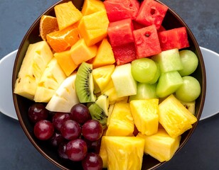 Vibrant fruit platter with juicy chunks of watermelon and pineapple
