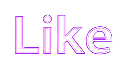 Illuminated word in stylized block letters. Glowing violet outline and white fill create a visual impact against a solid black backdrop