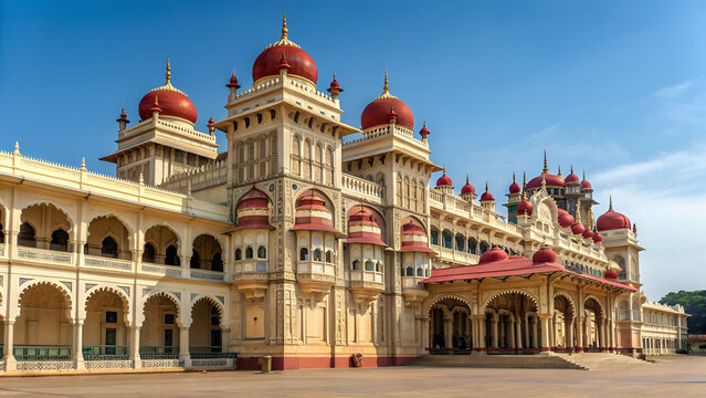 Exterior view of the historic Mysore Maharaja Palace in India