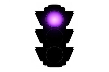 Traffic light with a vibrant purple signal, representing creativity, exclusivity, and alternative directions for modern transit systems