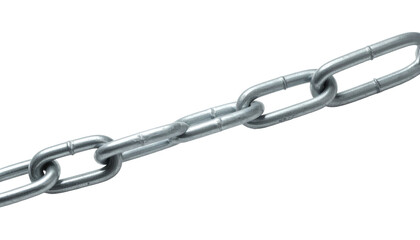 Obraz premium A close-up view presents a metallic chain with silver, linked segments against a stark black background, emphasizing its structure