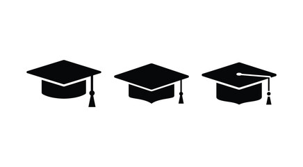 Graduation cap silhouette education icon set
