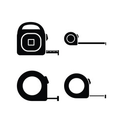 Measuring tape silhouette tool icon set