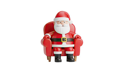 Cartoon Santa Claus Sitting in Red Armchair