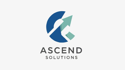 Ascend Solutions logo featuring a stylized arrow within a circular shape, symbolizing growth and progress.