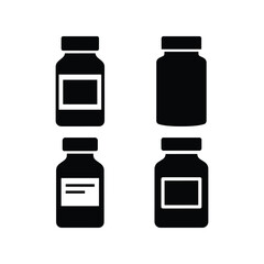 Medicine bottle silhouette healthcare icon set