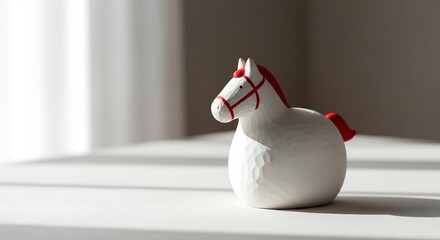 Minimalist White Horse Figurine for Chinese New Year Celebration Indoor Setting Decorative Art