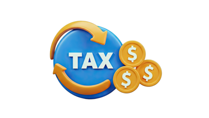 Tax icon with coins and recycling arrows