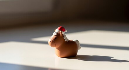 Minimalist Horse Figurine for Chinese New Year Celebration Indoor Still Life Festive Atmosphere