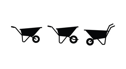 Wheelbarrow silhouette construction icon set