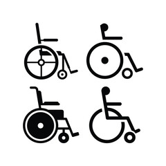 Wheelchair silhouette accessibility icon set