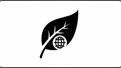 Leaf and Globe Symbol - Eco-Friendly Global Awareness Icon.