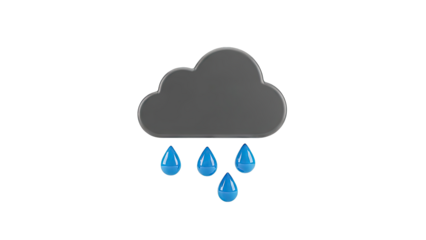 3D Rendering of a Dark Cloud with Rain Drops
