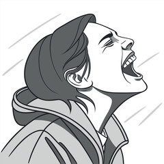 mouth-in-scream silhouette vector designsilhouette vector design