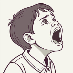 small-boy-mouth-in-scream silhouette vector design
