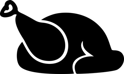 Roasted Chicken Icon - Black Silhouette Turkey and Poultry Dining Symbol