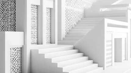 Abstract White Architecture Staircase Design