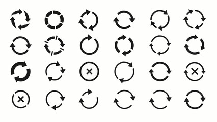 Set of Circular Arrow Icons for Refresh and Rotation.