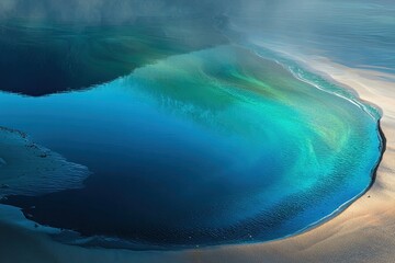 Vibrant Blue-Green Thermal Pool In Nature
