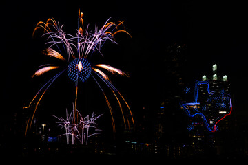 fireworks over the city of Dallas 