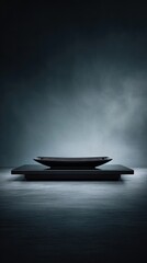 Dark Empty Display Platform With Lighting