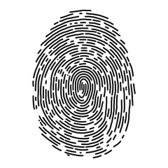 Abstract fingerprint pattern created with concentric lines on transparent background