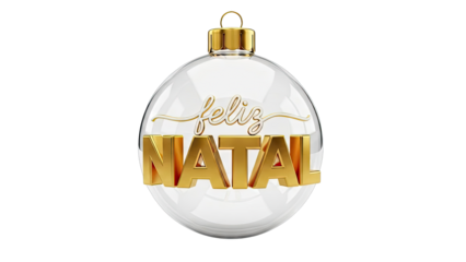 Christmas Ornament with 'Feliz Natal' Message in Gold