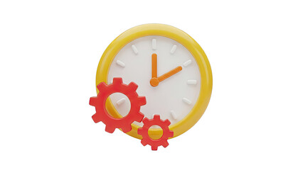 Clock with Gears 3D Icon